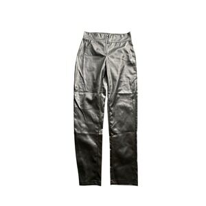 Apperloth Faux Leather Leggings Black High Waisted Front Zip Pants Womens Large